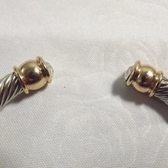 Twisted Metal Bracelet with Gold and Rhinestone Accents - Picture 9 of 9